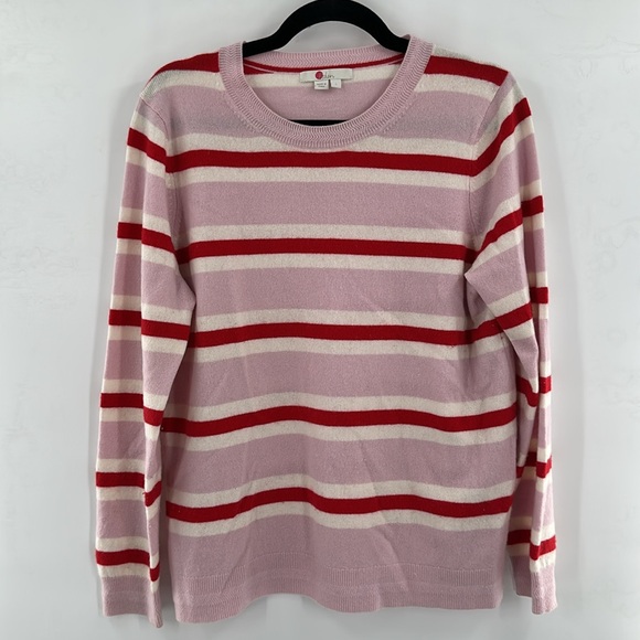 Boden Cashmere Crew Stripes Pink Red Large - Picture 5 of 5